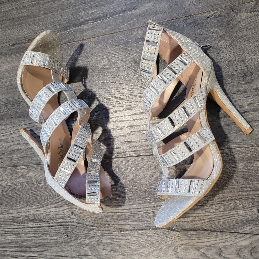Elegant Silver Strappy Heels